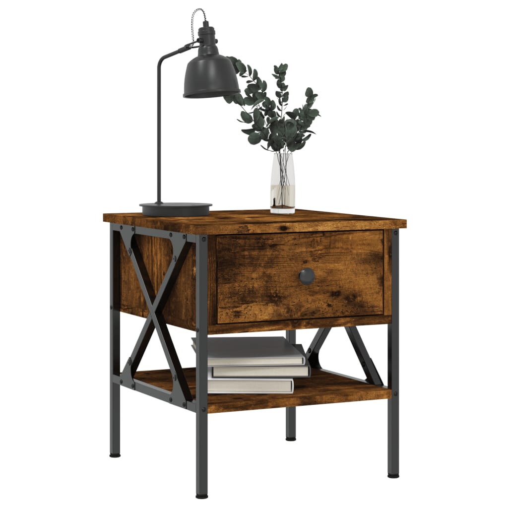 vidaXL Nachtkastjes 2 st 40x42x45 cm bewerkt hout gerookt eikenkleurig afbeelding