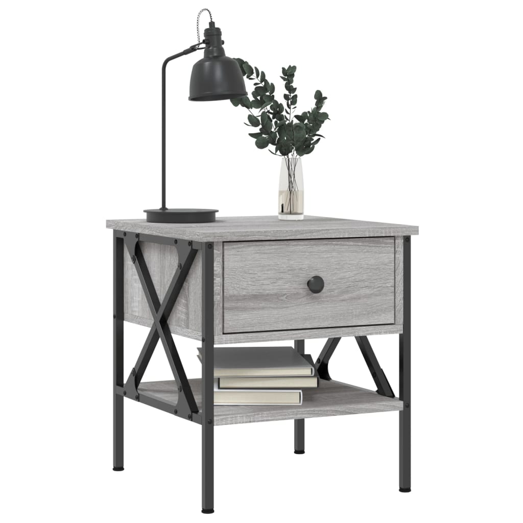 vidaXL Nachtkastjes 2 st 40x42x45 cm bewerkt hout grijs sonoma eiken afbeelding