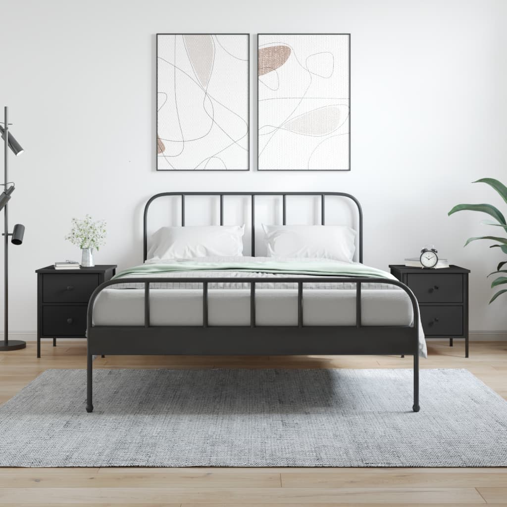 vidaXL Nachttische 2 Stk. Schwarz 40x42x50 cm Holzwerkstoff