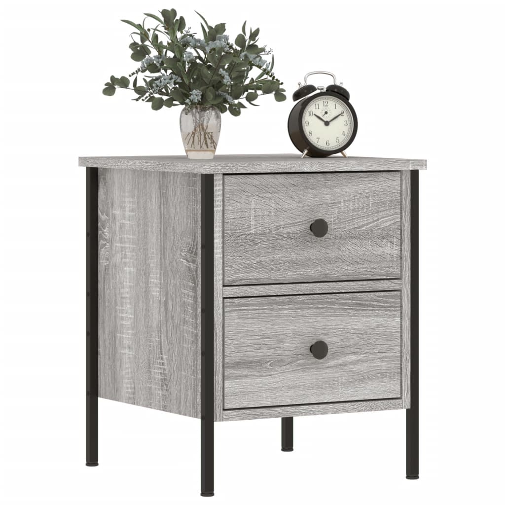 vidaXL Nachtkastje 40x42x50 cm bewerkt hout grijs sonoma eikenkleurig afbeelding