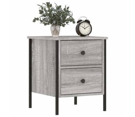 vidaXL Нощно шкафче, сив сонома, 40x42x50 см, инженерно дърво