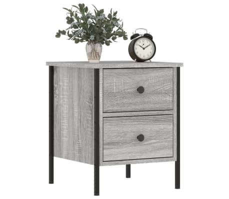 vidaXL N&aacute;ttbor&eth; 2 stk. Gr&aacute;ir Sonoma Eik 40x42x50 cm Samsettur Vi&eth;ur