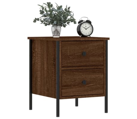 vidaXL Нощно шкафче, кафяв дъб, 40x42x50 см, инженерно дърво