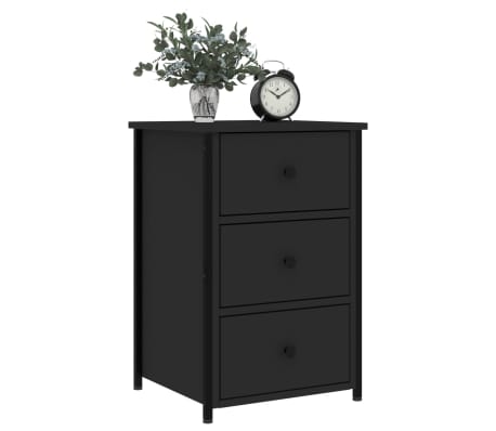 vidaXL naktsskapītis, melns, 40x36x60 cm, inženierijas koks
