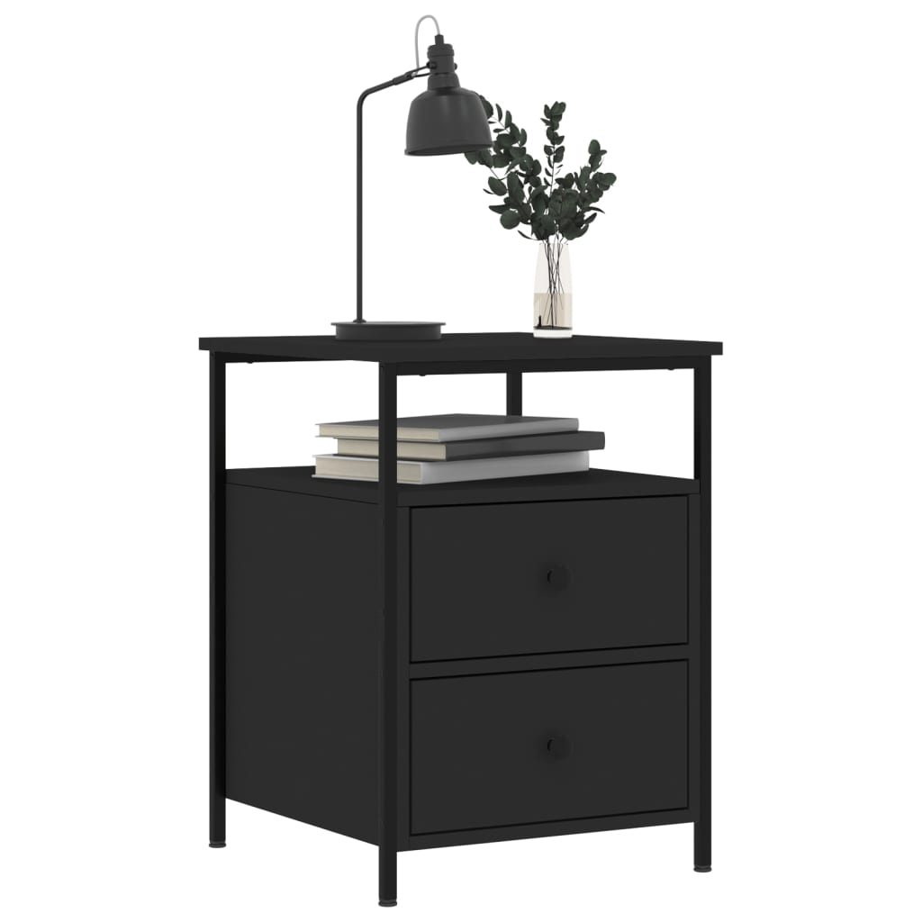 vidaXL Nachtkastjes 2 st 44x45x60 cm bewerkt hout zwart afbeelding
