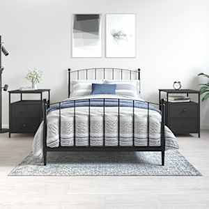 Nočna omarica 2 kosa črna 44x45x60 cm inženirski les