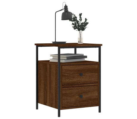 vidaXL Nachtkastjes 2 st 44x45x60 cm bewerkt hout bruin eikenkleur