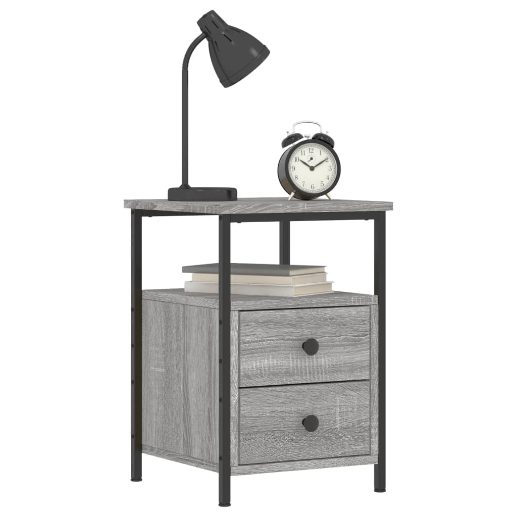 vidaXL 2 db szürke sonoma színű éjjeliszekrény 34x35,5x50 cm
