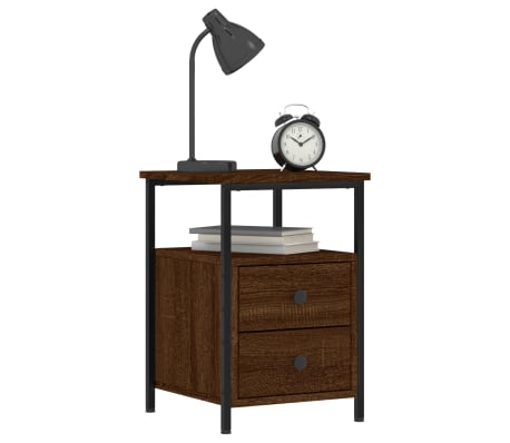 vidaXL Table de chevet ch&ecirc;ne marron 34x35,5x50 cm bois d'ing&eacute;nierie