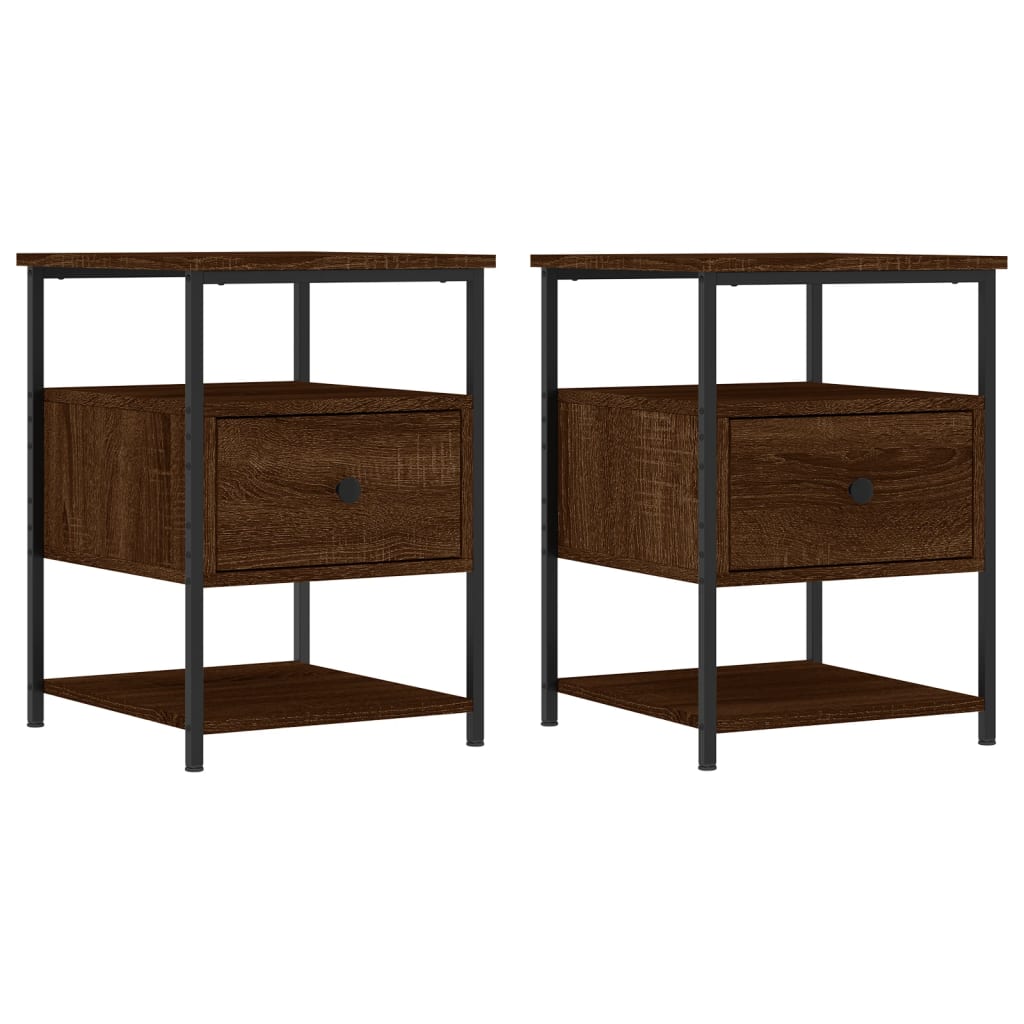 vidaXL Nachtkastjes 2 st 40x42x56 cm bewerkt hout bruin eikenkleur, foto 3