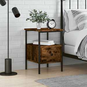 Nočna omarica dimljeni hrast 34x36x50 cm inženirski les