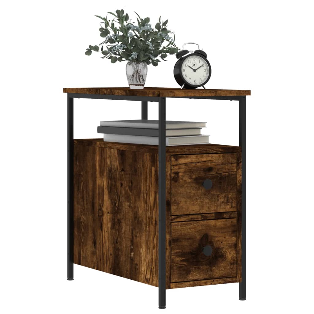 vidaXL Nachtkastje 30x60x60 cm bewerkt hout gerookt eikenkleurig afbeelding