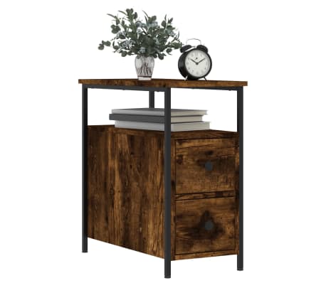 vidaXL Table de chevet chêne fumé 30x60x60 cm bois d'ingénierie