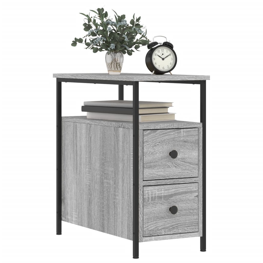 vidaXL Nachtkastjes 2 st 30x60x60 cm bewerkt hout grijs sonoma eiken afbeelding