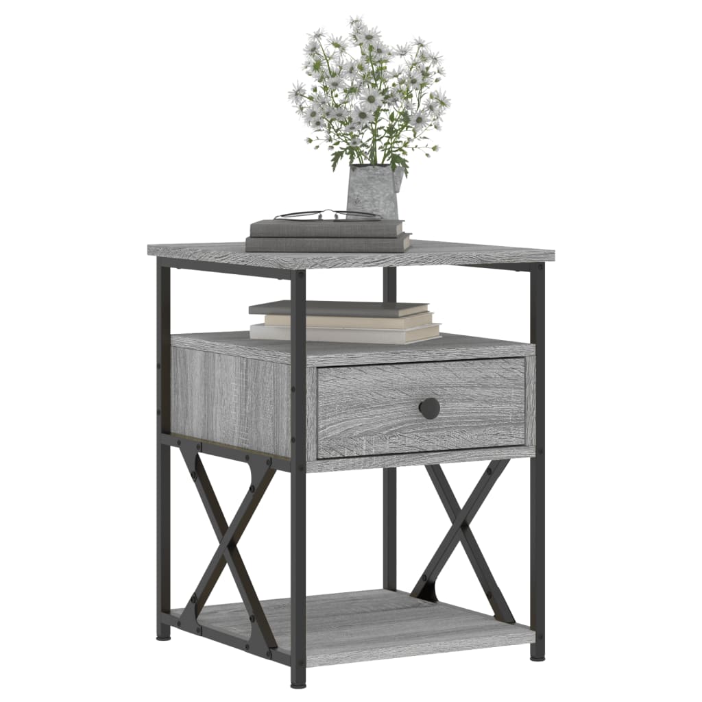 vidaXL Nachtkastjes 2 st 40x42x55 cm bewerkt hout grijs sonoma eiken afbeelding