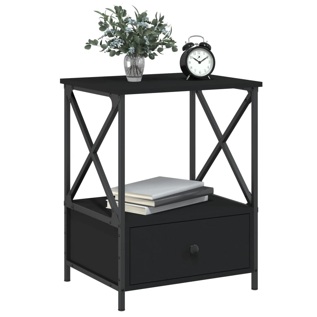 vidaXL Noptiere, 2 buc., negru, 50x41x65 cm, lemn compozit