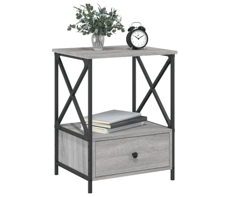 vidaXL Stolik nocny, szary dąb sonoma, 50x41x65 cm