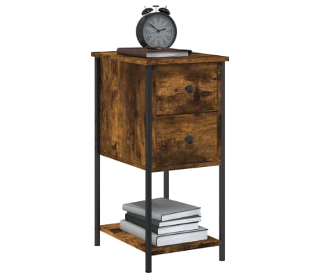 vidaXL Table de chevet ch&ecirc;ne fum&eacute; 32x42x70 cm bois d'ing&eacute;nierie