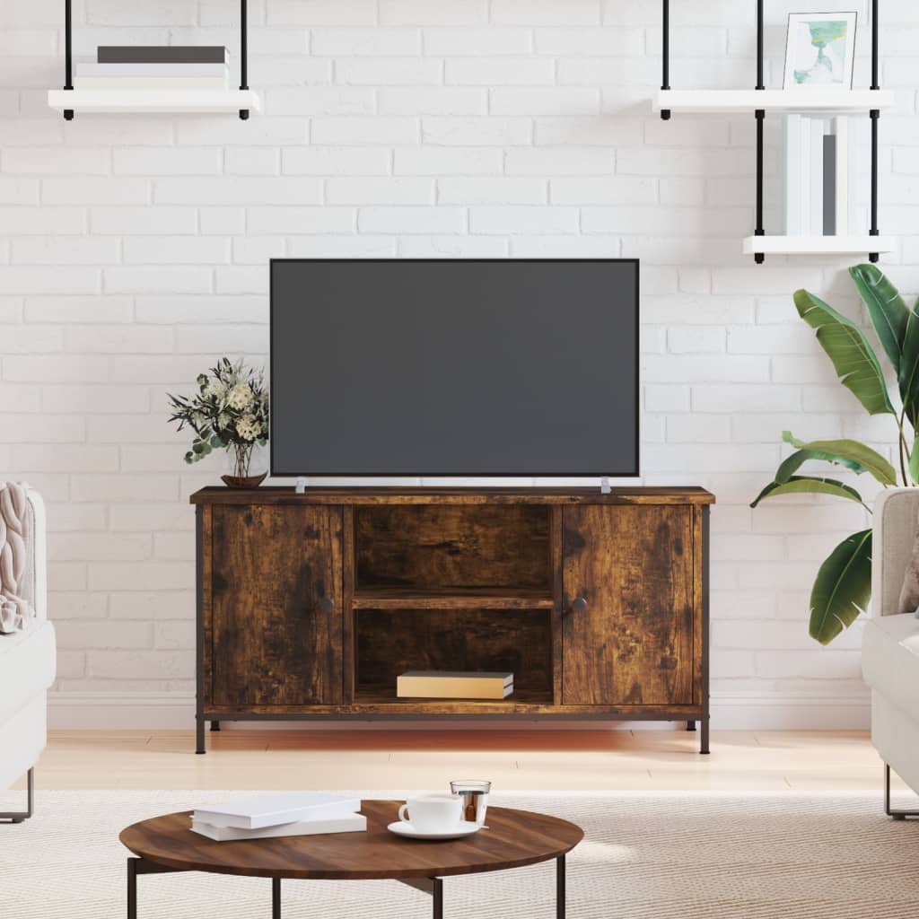 füstös tölgyszínű szerelt fa TV-szekrény 100x40x50 cm