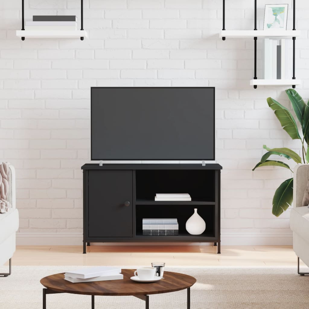 fekete szerelt fa TV-szekrény 80x40x50 cm