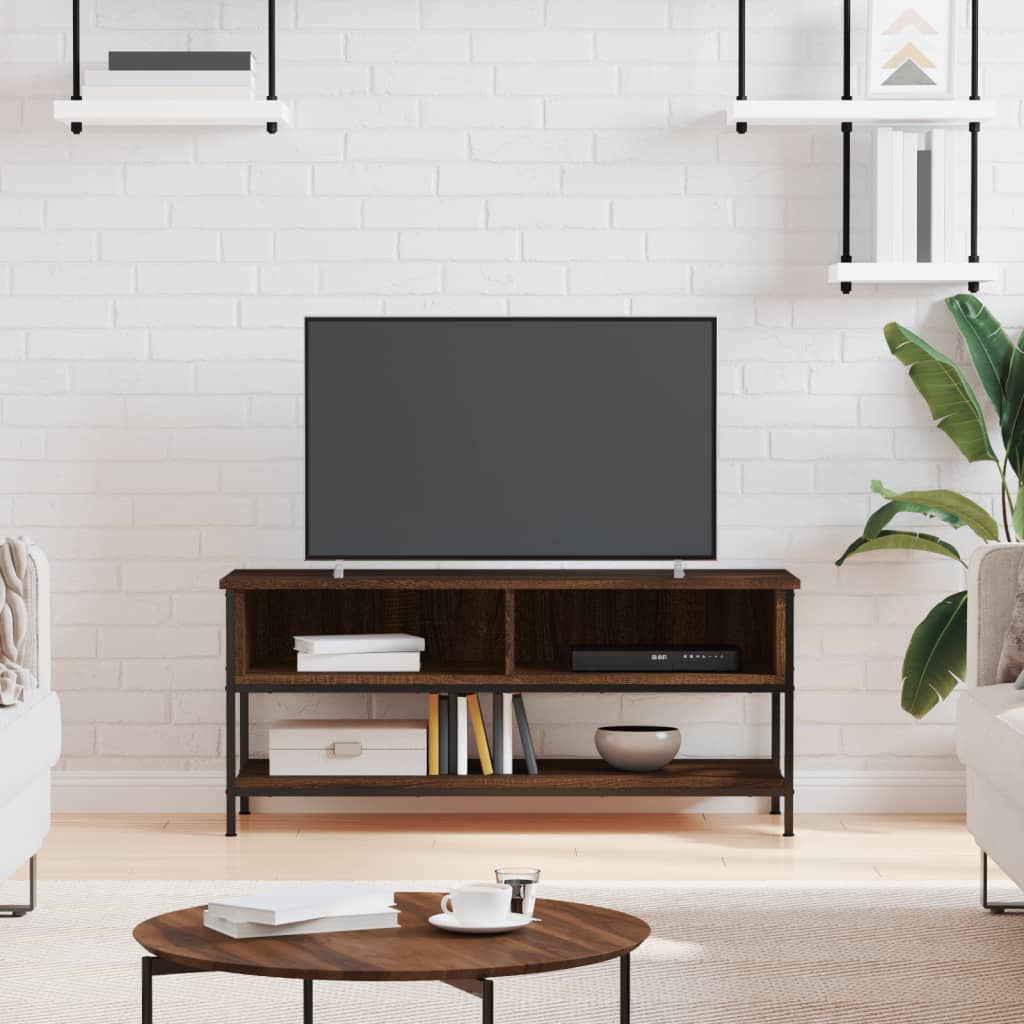 Barna tölgy színű szerelt fa TV-szekrény 100 x 35 x 45 cm 