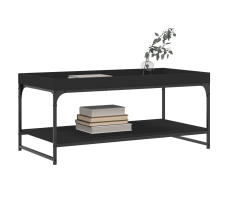 vidaXL kafijas galdiņš, melns, 100x49x45 cm, inženierijas koks