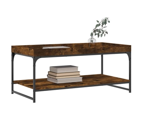 vidaXL Kavos staliukas, dūminio ąžuolo, 100x49x45cm, apdirbta mediena