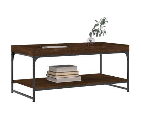 vidaXL Mesa de centro madera de ingenier&iacute;a marr&oacute;n roble 100x49x45 cm