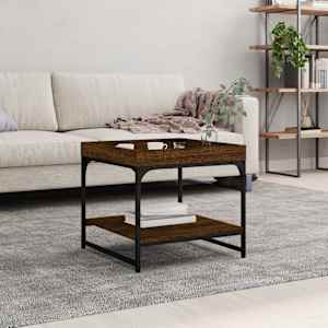 Klubska mizica rjavi hrast 49,5x49,5x45 cm inženirski les