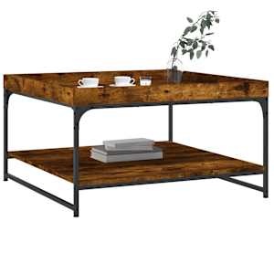 Konferenční stolek kouřový dub 80x80x45 cm kompozit a železo - obrázek 3