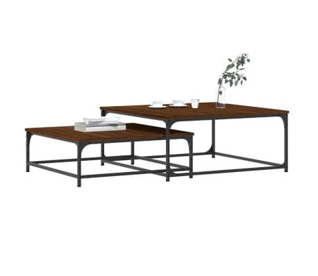 vidaXL Mese suprapuse de cafea, 2 buc, stejar maro, lemn prelucrat