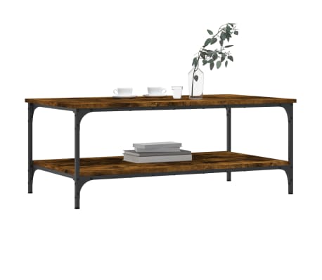 vidaXL Table basse ch&ecirc;ne fum&eacute; 100x55x40 cm bois d'ing&eacute;nierie