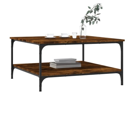 vidaXL Coffee Table Smoked oak Engineered wood, iron 31.5 x 15.7 in