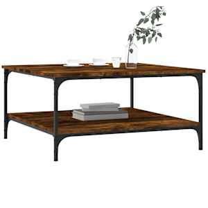 vidaXL Coffee Table Smoked oak Engineered wood, iron 31.5 x 15.7 in