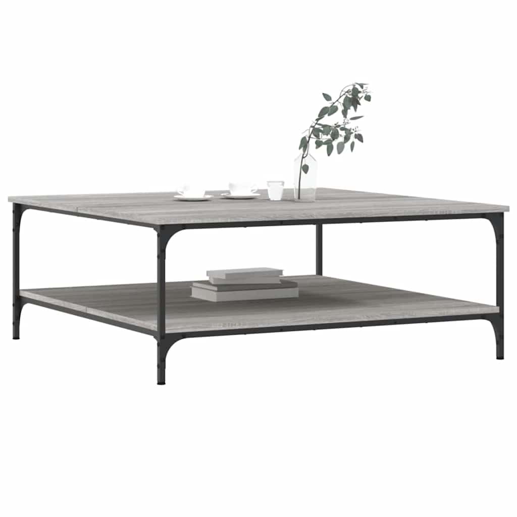vidaXL Salontafel 100x100x40 cm bewerkt hout grijs sonoma eikenkleurig afbeelding