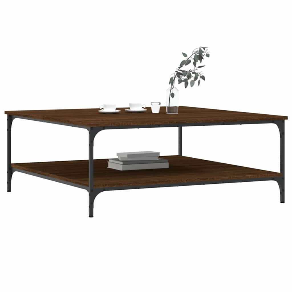 vidaXL Salontafel 100x100x40 cm bewerkt hout bruin eikenkleur afbeelding