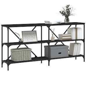 vidaXL Τραπέζι Κονσόλα Μαύρο 160 x 30 x 75 εκ. Επεξεργ. Ξύλο/Σίδηρος