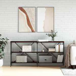 Konzolna mizica rjav hrast 160x30x75cm inženirski les in železo