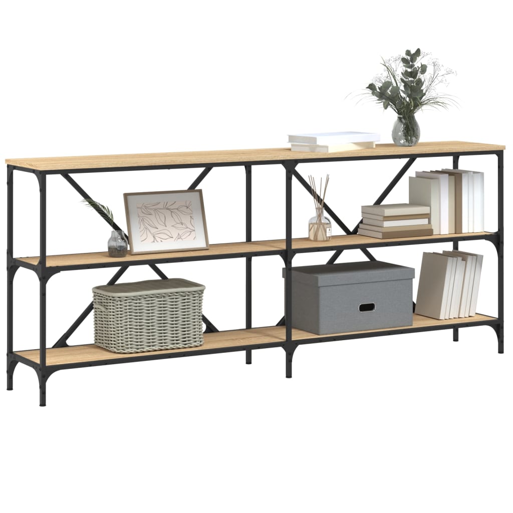 vidaXL Wandtafel 180x30x75 cm bewerkt hout en ijzer sonoma eikenkleur afbeelding