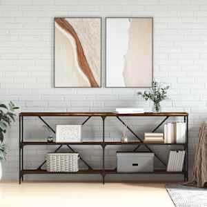 Konzolový stolek kouřový dub 180 x 30 x 75 cm kompozit a železo - obrázek 1
