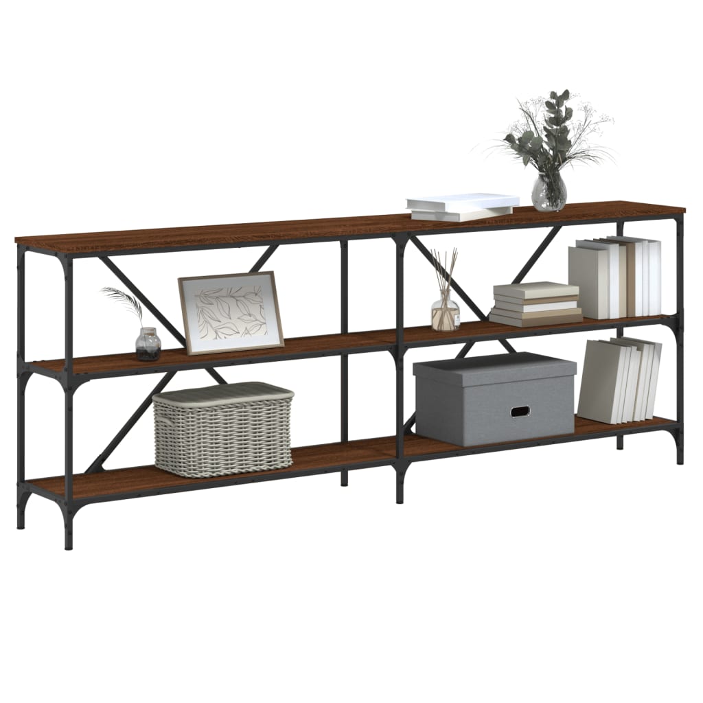vidaXL Wandtafel 200x30x75 cm bewerkt hout en ijzer bruin eikenkleur afbeelding