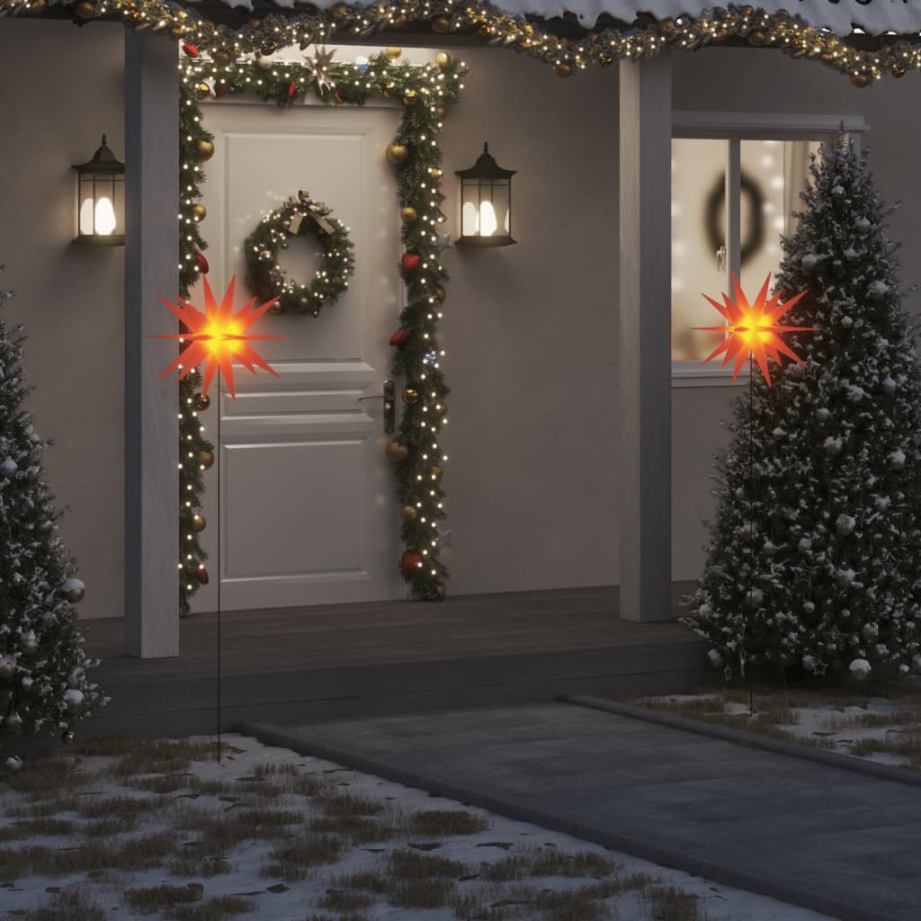 vidaXL juledekoration med LED-lys og jordspyd 3 stk. 57 cm foldbar rød