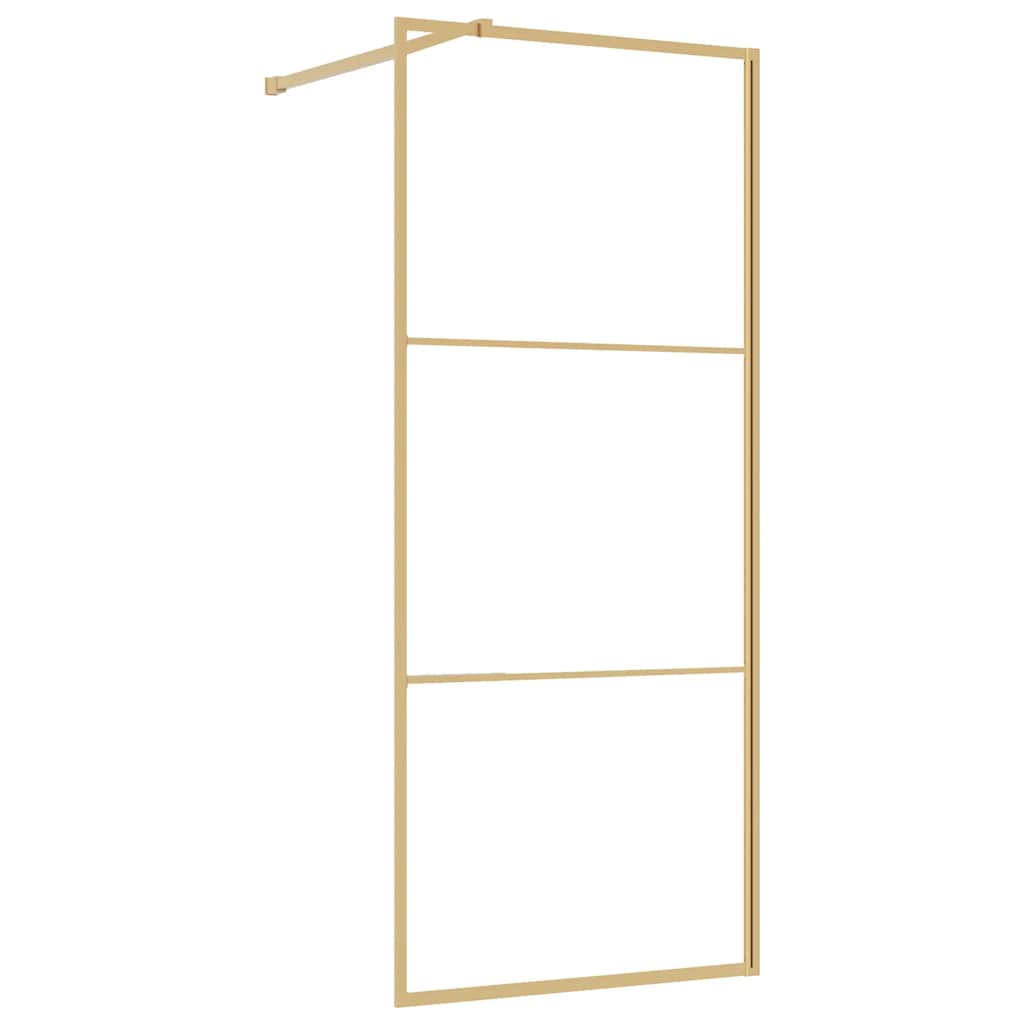 VidaXL Inloopdouchewand Transparant 90x195 Cm Esg-glas Goudkleurig