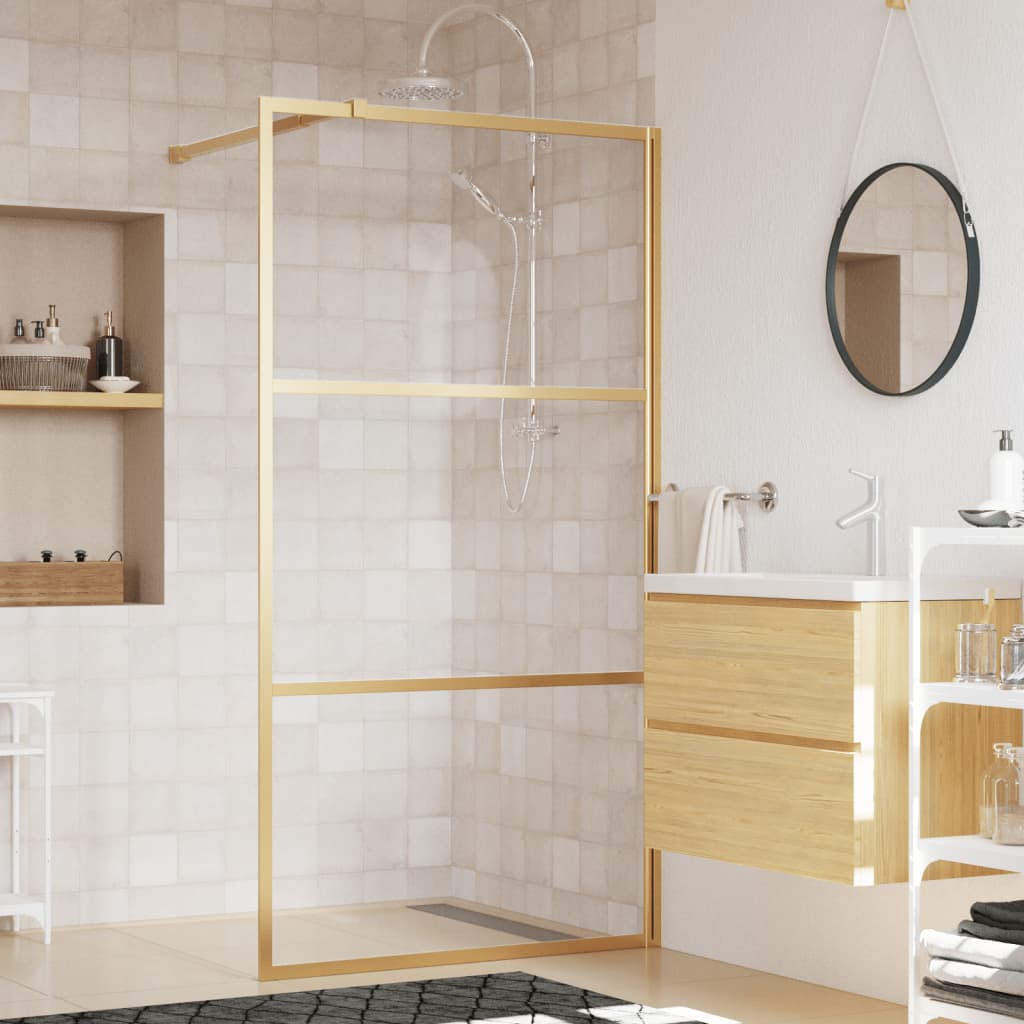 vidaXL Duschwand für Begehbare Dusche ESG Klarglas Golden 115x195cm