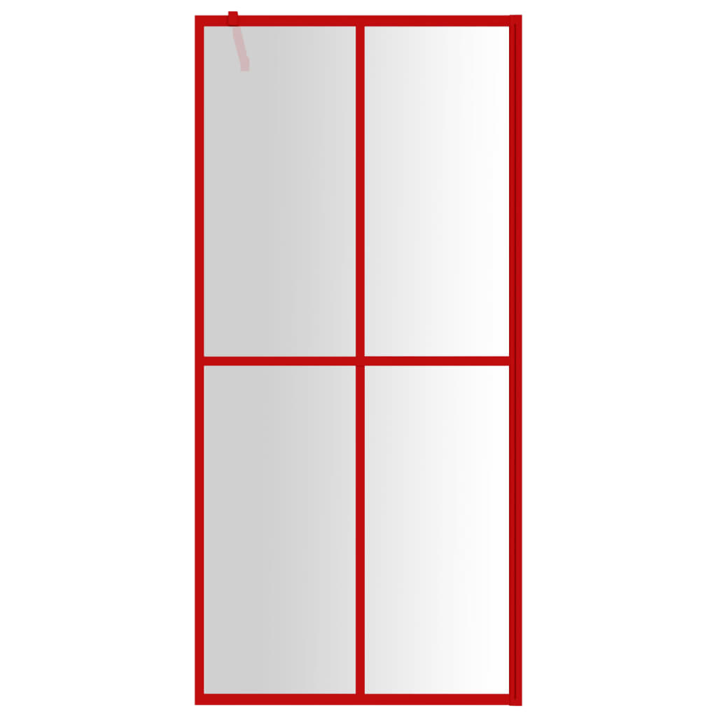 vidaXL Inloopdouchewand transparant 100x195 cm ESG-glas rood afbeelding
