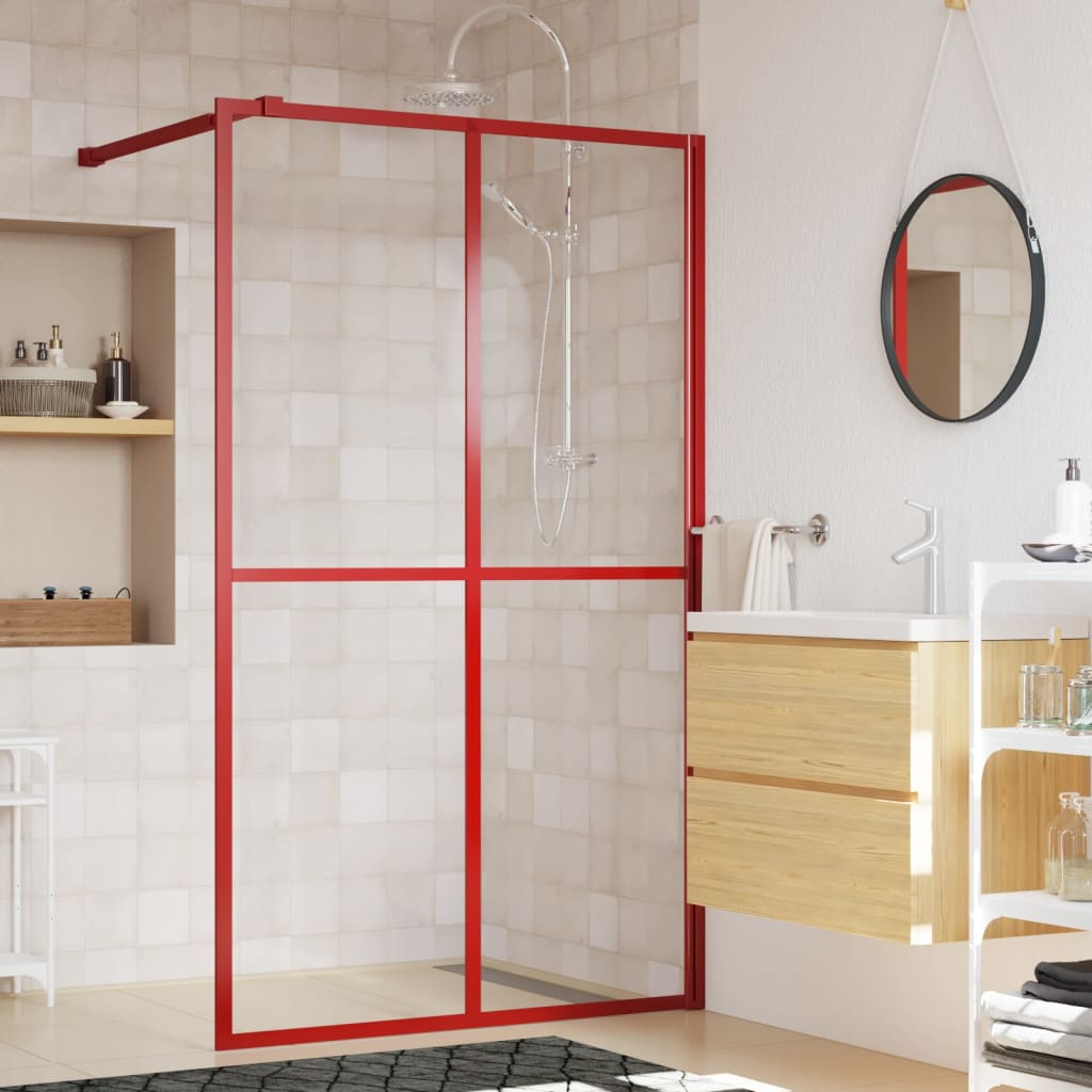 Zástěna do průchozí sprchy čiré ESG sklo červená 140 x 195 cm