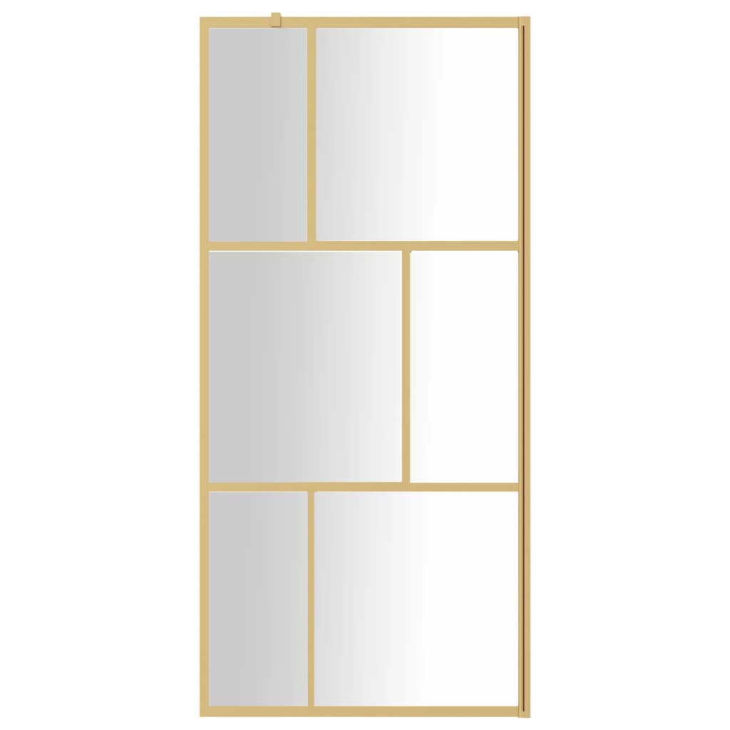 vidaXL Walk-in suihkun seinäke kirkas ESG-lasi kulta 90x195 cm