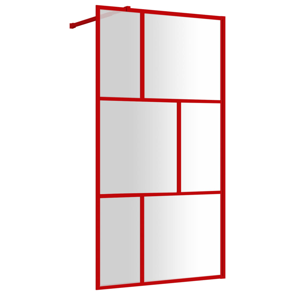 Thumbnail - vidaXL Duschwand für Begehbare Dusche mit ESG Klarglas Rot 100x195 cm