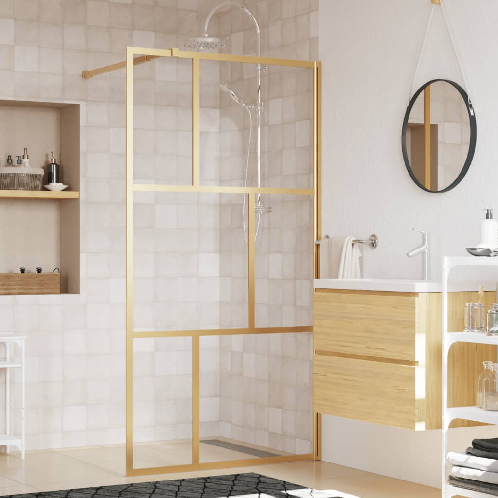 vidaXL Duschwand für Begehbare Dusche ESG Klarglas Golden 100x195cm