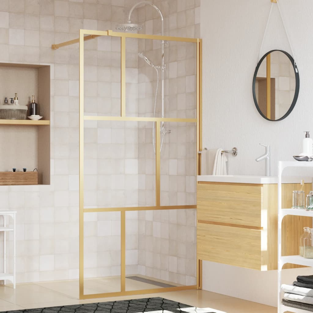 vidaXL Duschwand für Begehbare Dusche ESG Klarglas Golden 115x195cm